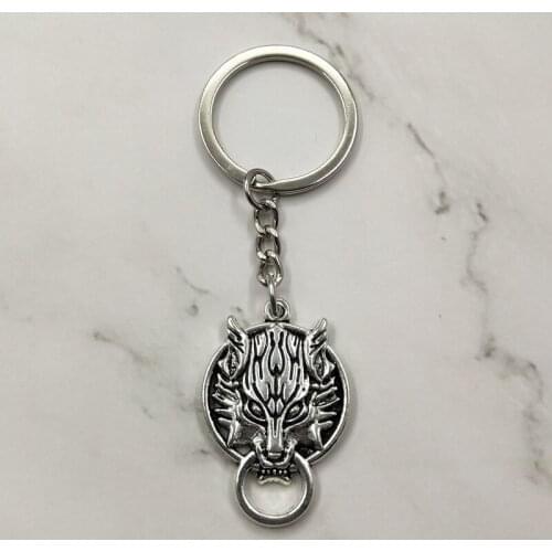 Antique Silver wolf charm Keychains, wolf head charm keychain,BF Keychain,best friend gift, boyfriend gift, BFF Gift