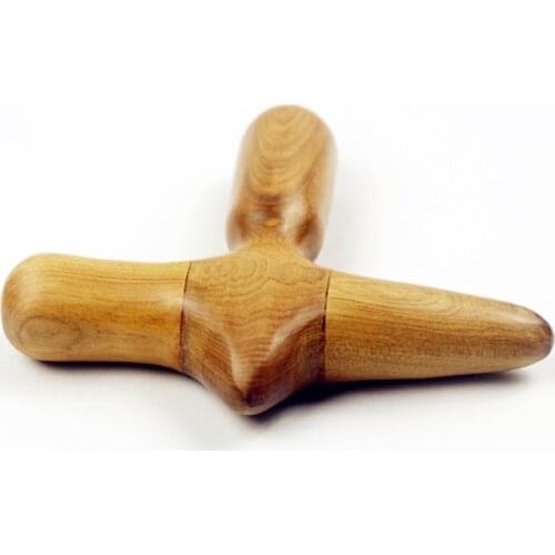 Camphor Wood Acupoint Acupuncture Massage Stick T Shape Wooden Lymphatic Release Pain Shoulder Back Foot Massager Gua Sha Board