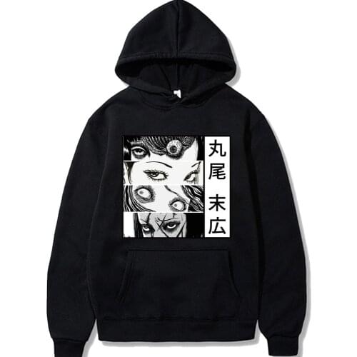 Harajuku junji ito Unisex Hoodies Japanese Anime Printed Mens Hoodie Streetwear Casual Sweatshirts