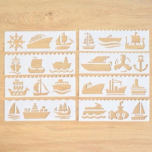 8pc Painting Template Coloring Embossing DIY Stencils Accessories Cruise Ship Scrapbooking Office School Supplies Reusable