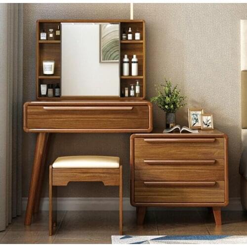 Dressing table storage cabinet integrated telescopic solid wood contracted modern small family lying net red dressing table new