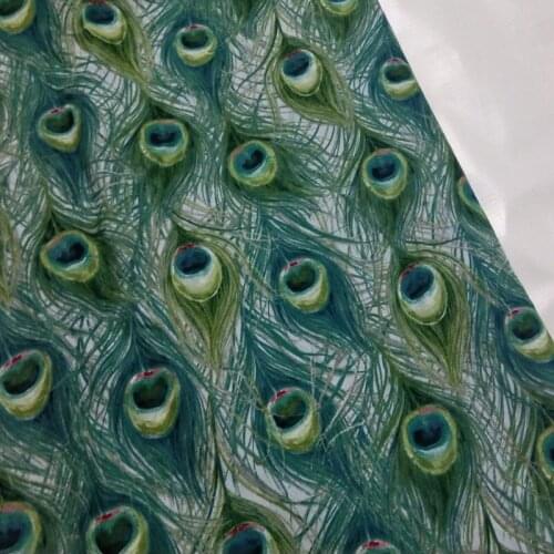 Viaphil 100% Cotton Fabric Brand New Peacock Feather Printed Sewing Cloth Dress Clothing Textile