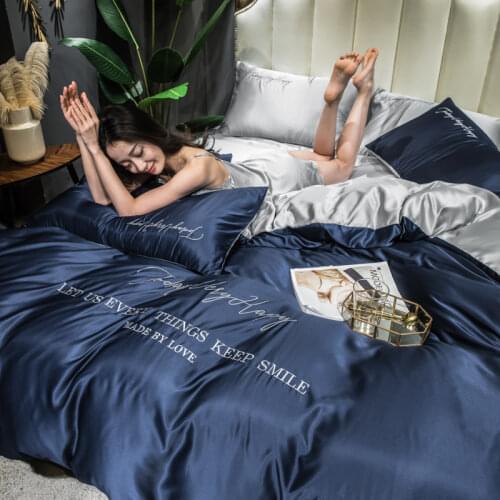 Luxurious Silk Duvet Cover, Pure Color, Comfortable and Soft Bedding, Four-piece Set, Super Soft and Easy To Take Care Of