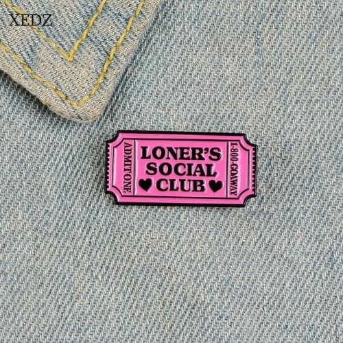XEDZ New pink admission ticket ticket brooch LONDERS SOCIAL CLUB text love movie ticket denim pendant jewelry gift