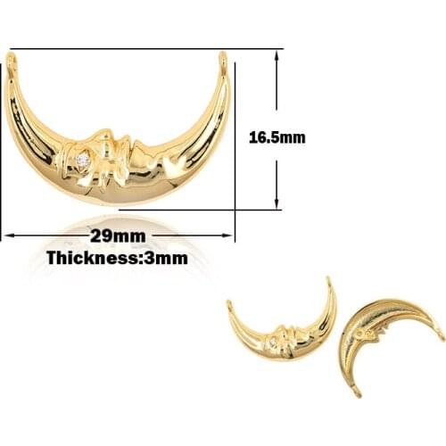 Double-Ring Moon Pendant Minimalist Lady Necklace DIY Jewelry Accessories 16.5x29x3MM