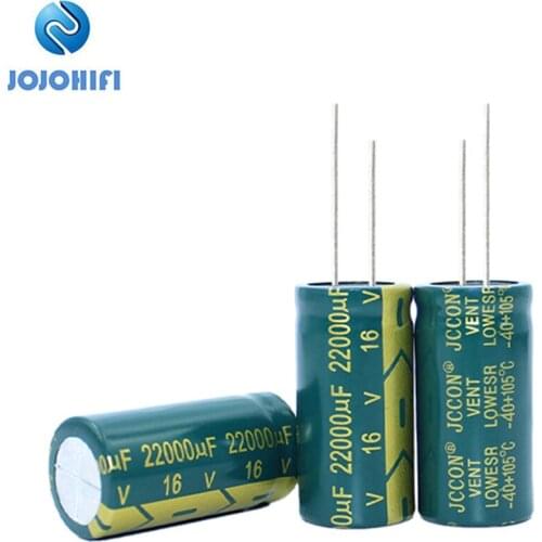 3pcs JCCON 16V 22000UF 22000UF/16V 18x35mm Pitch 7.5mm 105℃ Aluminum High Frequency Low Resistance Electrolytic Capacitor