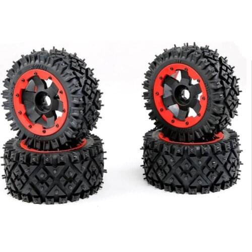 Front Rear All Terrain Nail Tire Assembly for Snow Wasteland Tire Wheel 1/5 hpi Rovan Km Baja 5B SS Rc Car Parts 4pcs