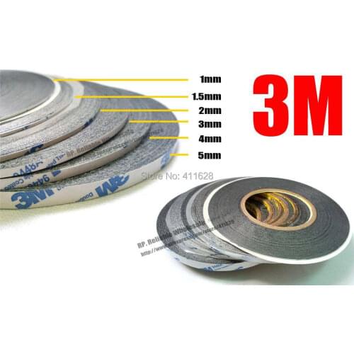 6 Rolls 1mm/1.5mm/2mm/3mm/4mm/5mm*50M 3M 9448 Double Adhesive Black Sticker for iphone Phone Tablet LCD Display Touch Screen