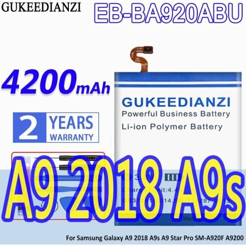 High Capacity GUKEEDIANZI Battery EB-BA920ABU 4200mAh For Samsung Galaxy A9 2018 A9s A9 Star Pro A9StarProSM-A920F A9200