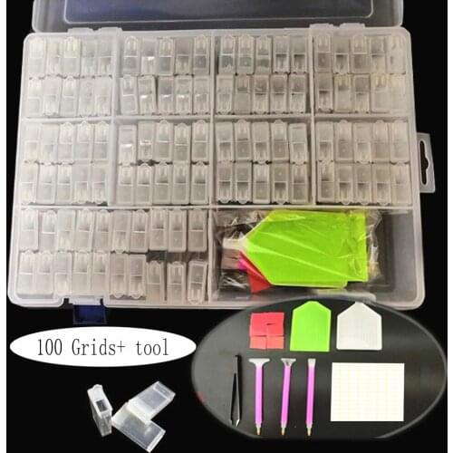 100 PCS Diamond Painting Tools Beads Container Rhinestone Diamond Embroidery Stone Storage Accessory Mosaic Convenience Box