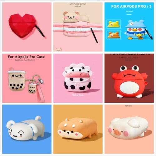 Earphone Case For AirPods Pro Case Silicone Cute 3D Cartoon Cows Cover For Apple Air Pods 1 2 3 Earpods Earbuds Cases Accessoris