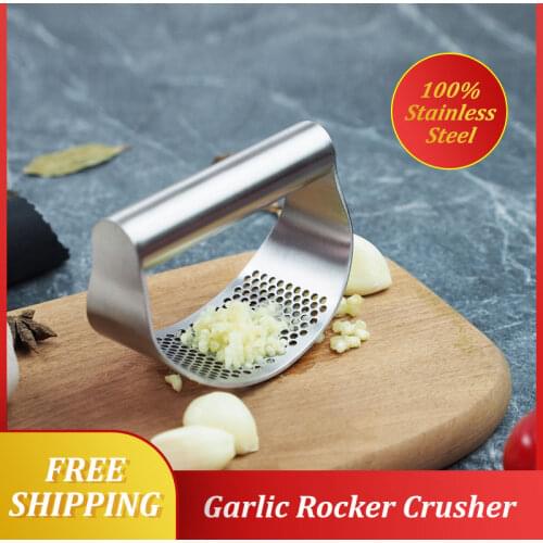 100% Stainless Steel Garlic Press Rocker Garlic Rocker Crusher Garlic Chopper Mincer Press Kitchen Garlic Masher Kitchen Tools