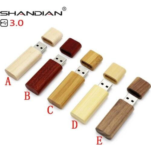 SHANDIAN USB 3.0 1PCS free logo Wooden usb flash drive memory Stick bamboo wood pen drive 4gb 16gb 32GB 64GB U disk wedding gift