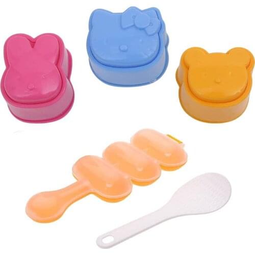 Rice Ball Mould Shaker with Rice Paddle Sushi Roll Maker Kitchen Tools DIY Bento Box Accessories Food Decor for Kids Children