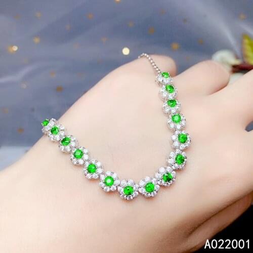 KJJEAXCMY fine jewelry natural Diopside 925 sterling silver new women hand bracelet support test elegant