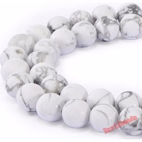Fctory Price Round Natural stone beads Matte Frosted white howlite Turquoises Loose beads for Bracelet Necklace Jewelry Making