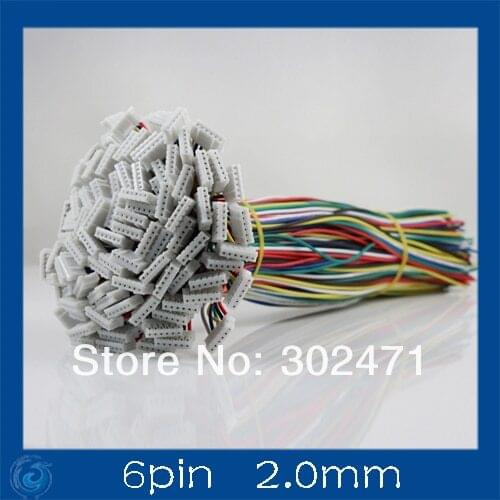 Mini. Micro JST 2.0mm T-1 6-Pin Connector w/.Wire x 10 sets.6pin 2.0mm