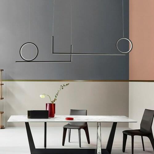 Minimalist White or Black LED Chandelier For Restaurant Bar Coffee Long Hanging Light Dining Office 26W 52W Modern Pendant Lamp