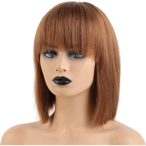 Fashion Womens Short Brown Natural Straight Cosplay Hair Full Wigs