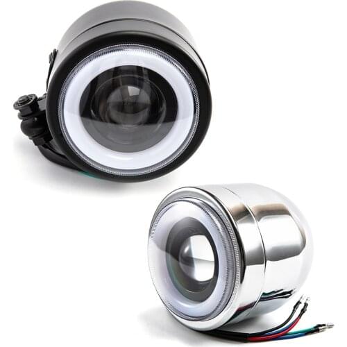 Motorcycle Chrome/Black Metal Retro LED Passing Driving Headlight Fog Light For Harley Cafe Racer Bobber Chopper Custom