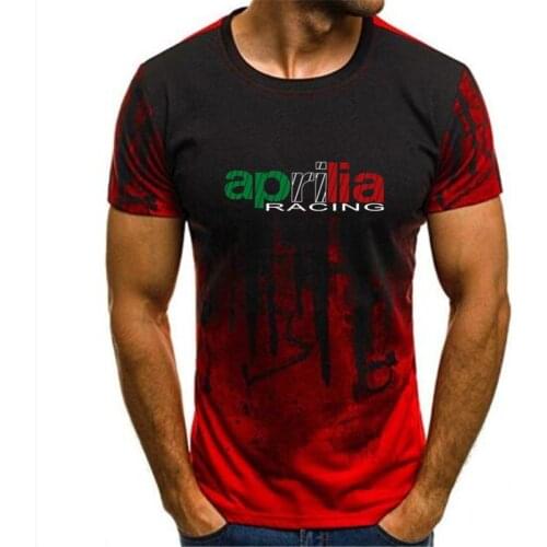 Gradient Leisure Style Cotton Mens T-shirt Large Garment Aprilia Motor Racing ink T-shirt Racing Motorcycle Racer