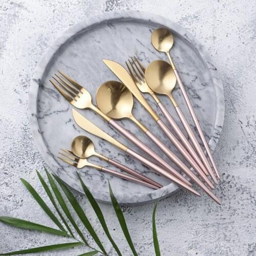Pink Cutlery Set 304 Stainless Steel Dinnerware Set Cutlery Dinner Fork Knife Sets Tableware Kitchen Accessories