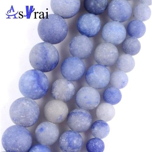 Natural Dull Polish Matter Blue Aventurine Stone Round Beads For Jewelry Making Spacer Loose Beads 4mm-12mm Diy Bracelets 15"