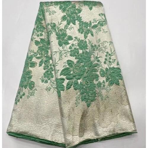 New African Jacquard Lace Fabric 2021 High Quality Brocade Material 5 Yards Nigerian Floral Damask Cloth For Sewing Dress PJZ16