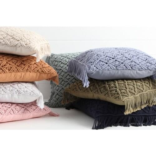 MOMS YARD New Macrame Handmade Cotton Thread Pillowcase Bohemia Moroccan Sofa Cushion Cover Decorative Pillowcase High-end Gift