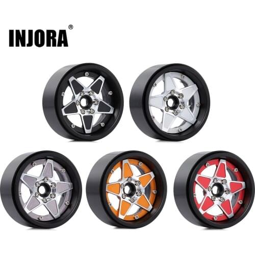 INJORA 4PCS 2.2" Metal Beadlock Five-pointed Star Wheel Hub Rim for RC Crawler Car Traxxas TRX4 TRX6 Axial SCX10 RR10 Wraith
