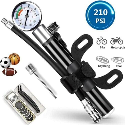 Mini Portable Bicycle Pump 210 PSI MTB Mountain Bike Beauty French Mouth Pump Hand Cycling Tire Repair Tool Bike Accessories