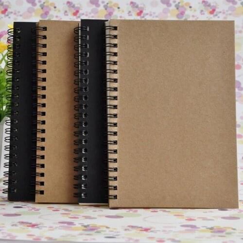 Practical Retro Spiral Coil Sketchbook Kraft Paper Notebook Sketch Painting Diary Journal Student Note Pad Book Memo Sketch Pad