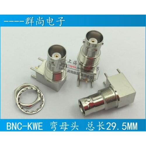 50ohm Pure cupper BNC-KWE BNC Four-pin socket with nut Circuit board with BNC seat 90 degrees BNC bent female socket