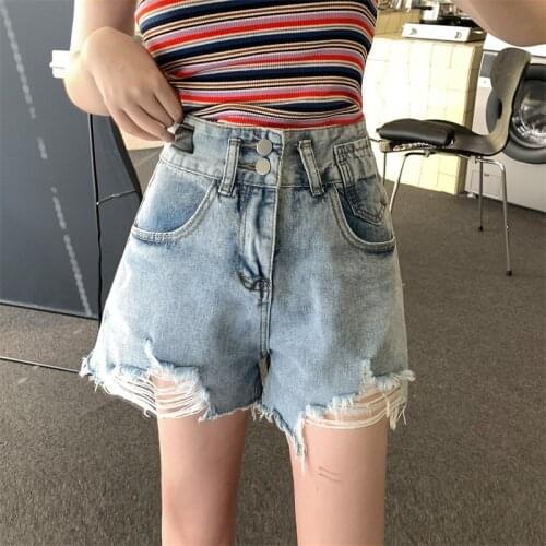 Vintage High Waist Denim Shorts Women 2021 New Summer Loose Hot Pant Jeans Female Thin A-line Wide Leg Five-Point Pants Ladies