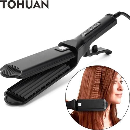 TOHUAN Corrugation Fluffy Hair Straightener Small Waves Hair Crimper Flat Irons Corrugated Iron Hairstyle Tools 110-220V