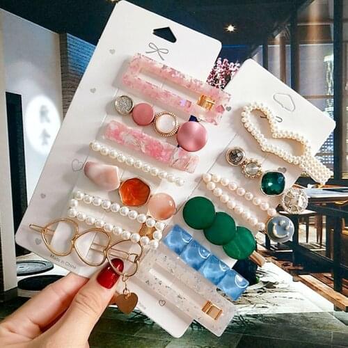 3/4pcs Simulation Pearl Acrylic Hair Clips For Women Korean Smiley Hairpins Set Girls Hair Accessories Barrettes Fashion Jewelry
