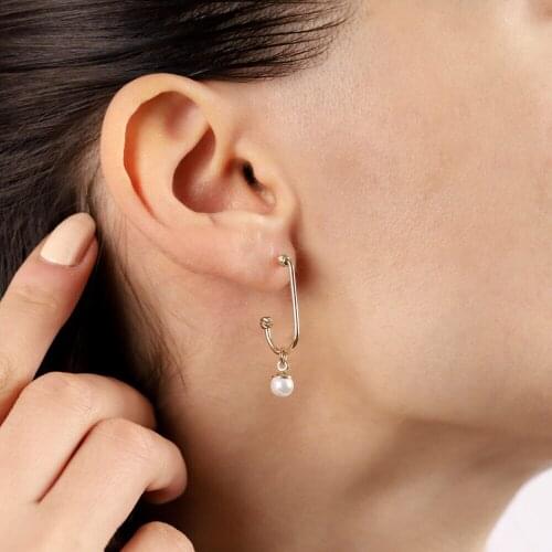 Pearl Pendulum Gold Earrings 14 Carat Dorika Custom Design Handy Custom Craftsmanship Gift Gold Earrings Design On Special