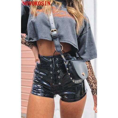 X154 Night Club Dropped Black Red PU Patchwork Skating Skirt Girl Short Skirt Faux Leather Women Clubwear A-Line Mini Skirt