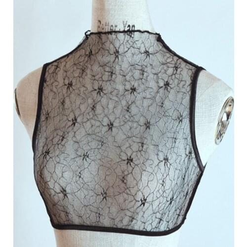 Fashion trim collarPerspective collar womens wild Elegant Sleeveless Casual sweaters stand collar Perspective half-high collar