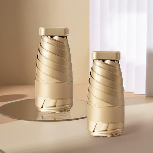 Luxury Golden UV Umbrella Rain Women Cute Pocket Mini Sun Umbrella Patio Six Folding Parasol Outdoor Foldable Unbrella UPF50