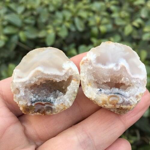 1pair Beautiful Natural Agate Geode Crystal Little Geode Cluster Rare Gemstone Home Decoration Collection For Gifts
