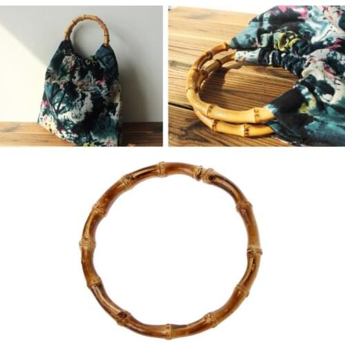 1 x Round Bamboo Bag Handle for Handcrafted Handbag DIY Bags Accessories Good Quality 13x13cm
