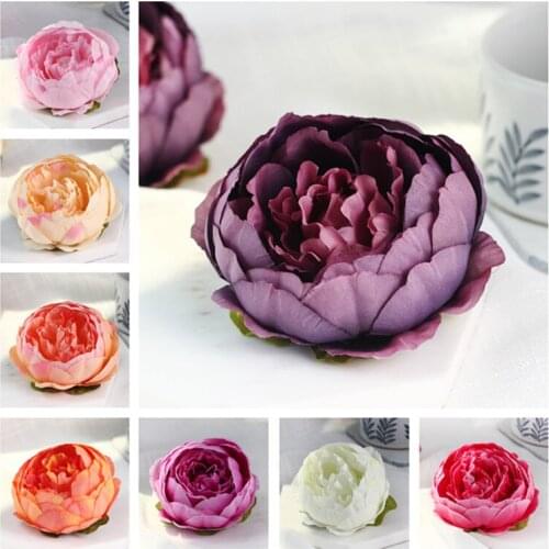 10PCS 10cm Vintage Artificial Peony Flower Heads Wedding Birthday Party Flower Wall Decoration Fake Flowers DIY Crafts Flores