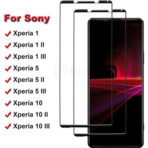2Pcs Screen Protector for Sony Xperia 1 II III Premium Tempered Glass For Xperia 5 II III Protective Glass For Xperia 10 II III