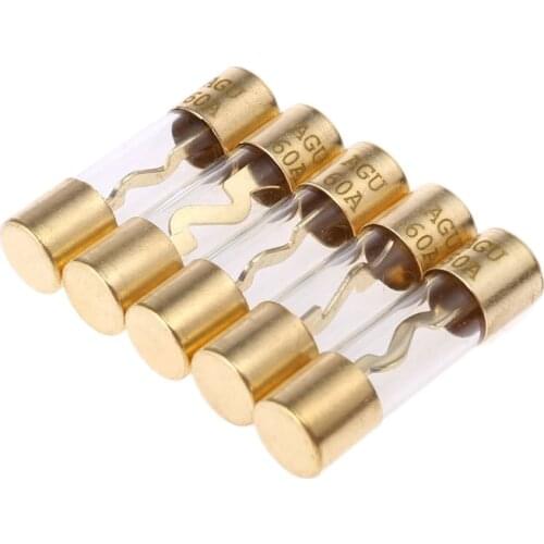 5Pcs Gold Plated Glass AGU Fuse Fuses Pack Car Amp Amplifier Dropship
