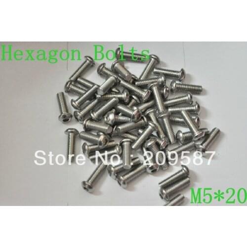 50pcs Metric Thread M5x20mm Stainless Steel inside Round Hexagon Bolts Screws