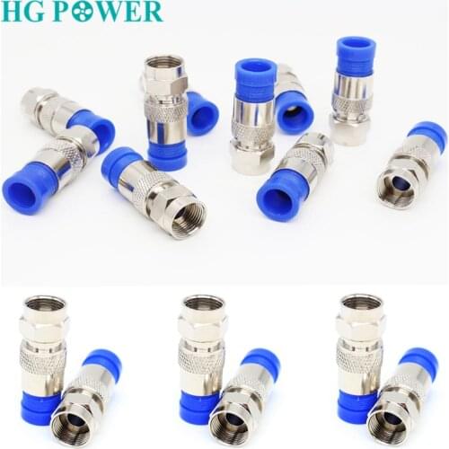 50pcs RG6 Connector Compression Waterproof Coaxial Cable Rg6 Coal Connection F Compression Connector Compression Tool Connector