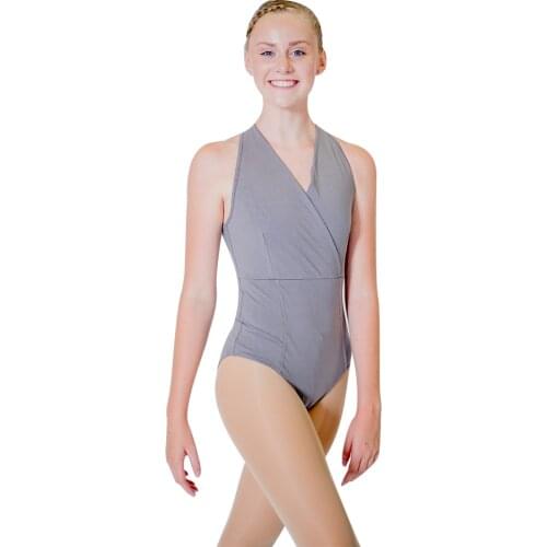 Retail Wholesale White Cotton/Lycra Cross Front Back Buckled Camisole Ballet Leotard for Ladies and Girls