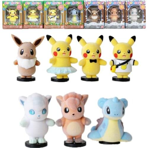 Bandai Pokemon Starry Dream Cute Stuffed Toys Anime Figures Pikachu Vulpix Lapras Boxs Egg Collections Flocking Dolls Kids Gifts