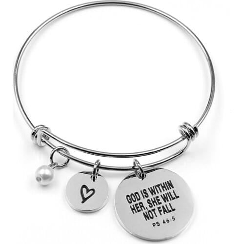 VILLWICE Bible Verse Bracelet Bangle Stainless Steel Engraved Charm Faith Christian Jewelry Best Friend Gift
